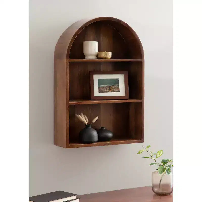 18"x26"  Arch Wall Shelf, Walnut Brown
