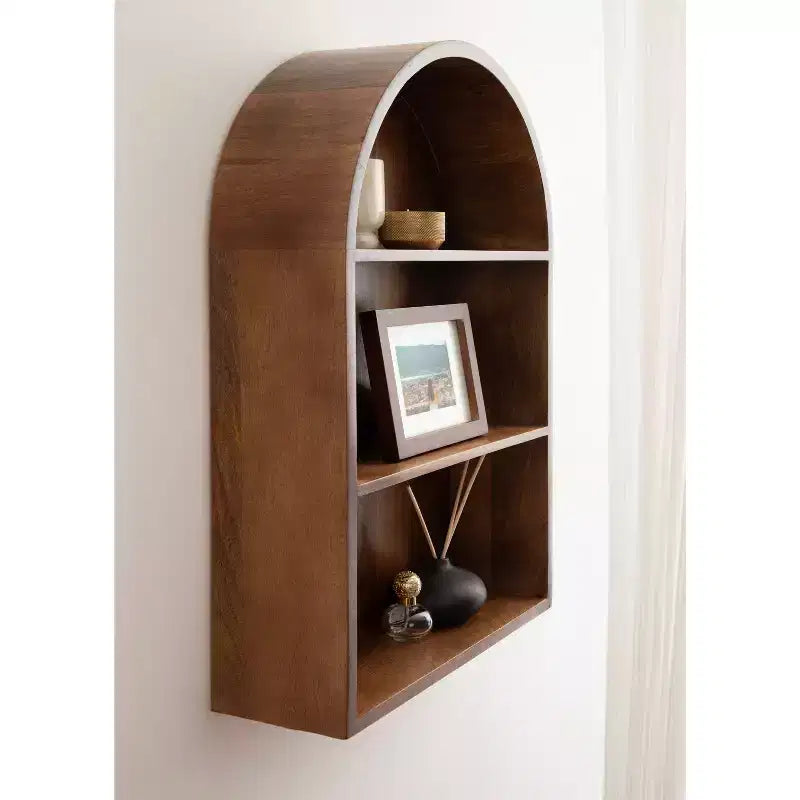 18"x26"  Arch Wall Shelf, Walnut Brown