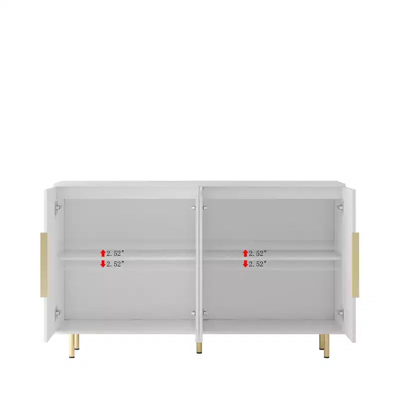 Modern Buffet Cabinet with Storage, Fluted Sideboard Large Buffet with Adjustable Shelves, Credenza, Accent Cabinet Console Table