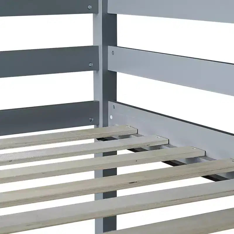Twin Size Rubber Wood Loft Bed with Ladder, Safety Guardrail and Built-In Desk, 78.6"L x 41.4"W