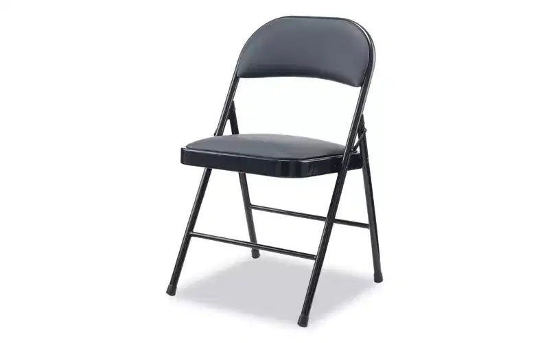 PU Padded Folding Chair, Supports Up to 250 lb, Black, Set of 4