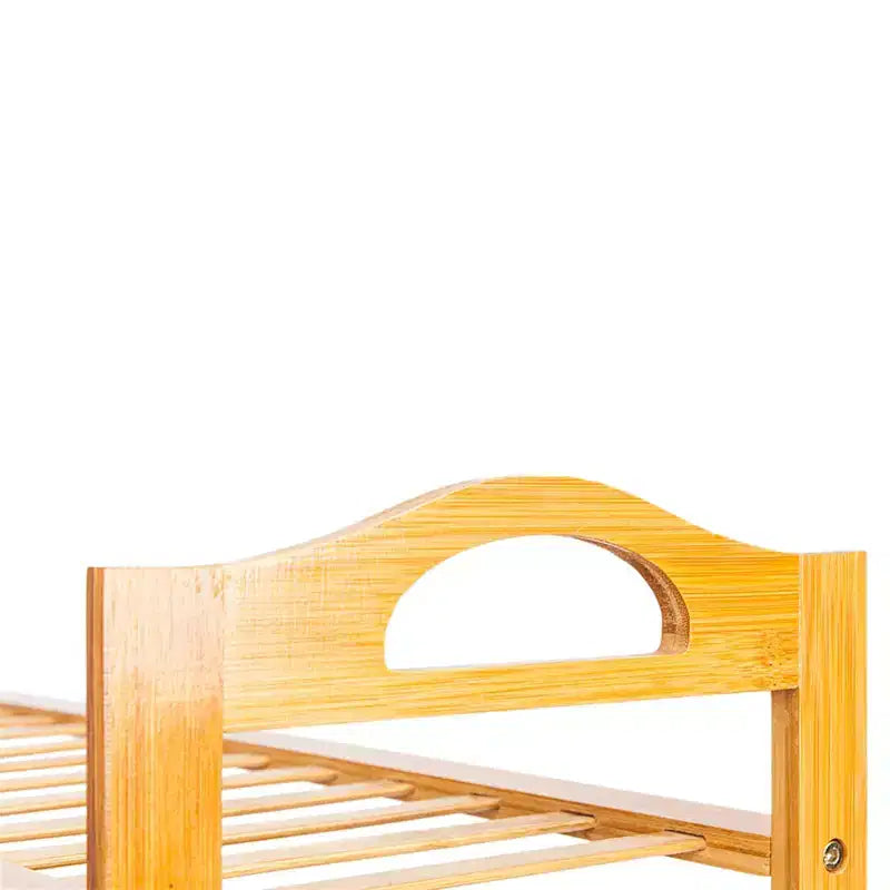 4-Tier Bamboo Shoe Rack, 12-Batten Design, Holds 16 Pairs, Wood Color
