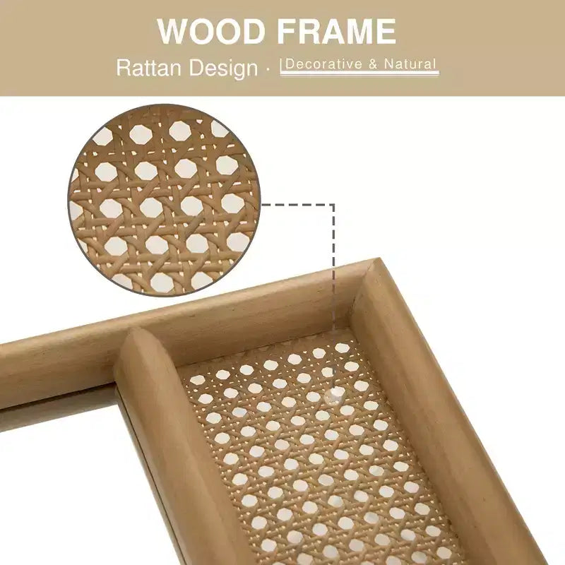 71"x37" Arched Solid Wood Rattan Full-Length Mirror with Thickened Rounded Frame for Bedroom, Entryway & Living Room