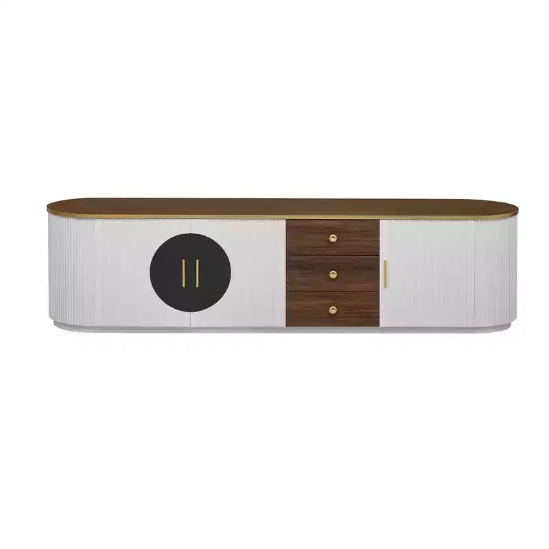 70.8" Modern Minimalist TV Stand, Fits TVs up to 80", 3 Drawers & 1 Shelf, Metal Handles, White