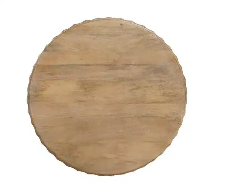 36" Brown Solid Wood Round Drum Coffee Table