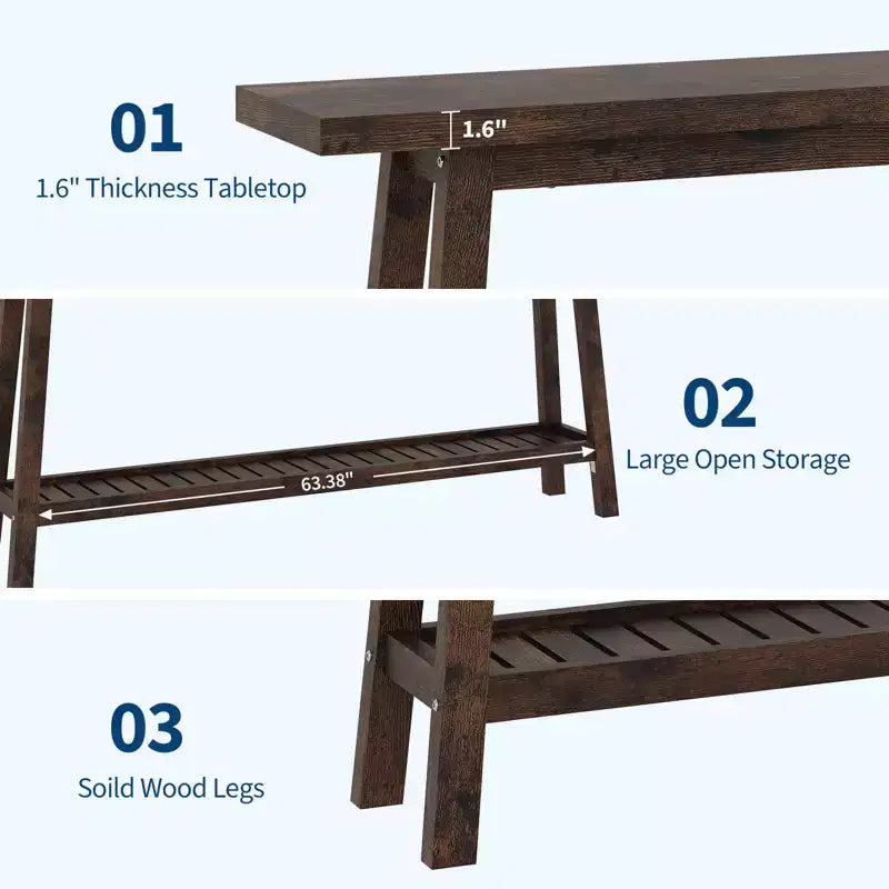 70.9in Long Console Tables, Farmhouse Narrow Sofa Table Behind Couch 2-Tier Entryway Table for Living Room Entrance Hallway Foyer
