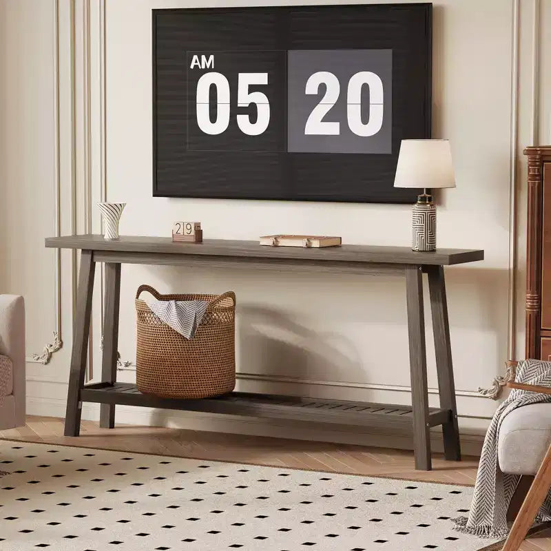 70.9in Long Console Tables, Farmhouse Narrow Sofa Table Behind Couch 2-Tier Entryway Table for Living Room Entrance Hallway Foyer