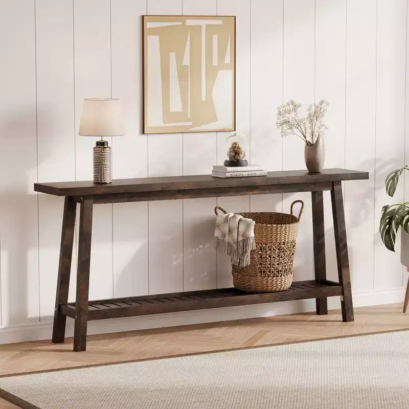 70.9in Long Console Tables, Farmhouse Narrow Sofa Table Behind Couch 2-Tier Entryway Table for Living Room Entrance Hallway Foyer