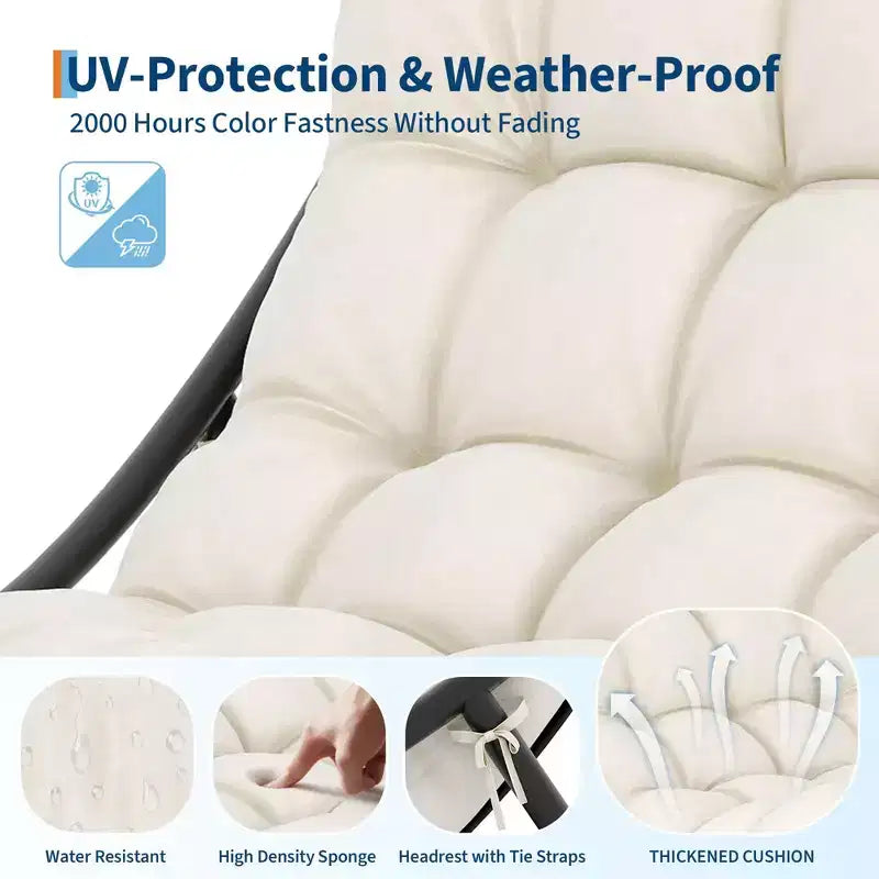 Patio Outdoor Rocking Chair, Modern Cozy Lounge Rocker Chair with Thick Cushions for Balcony Porch Patio, Sturdy Metal Frame