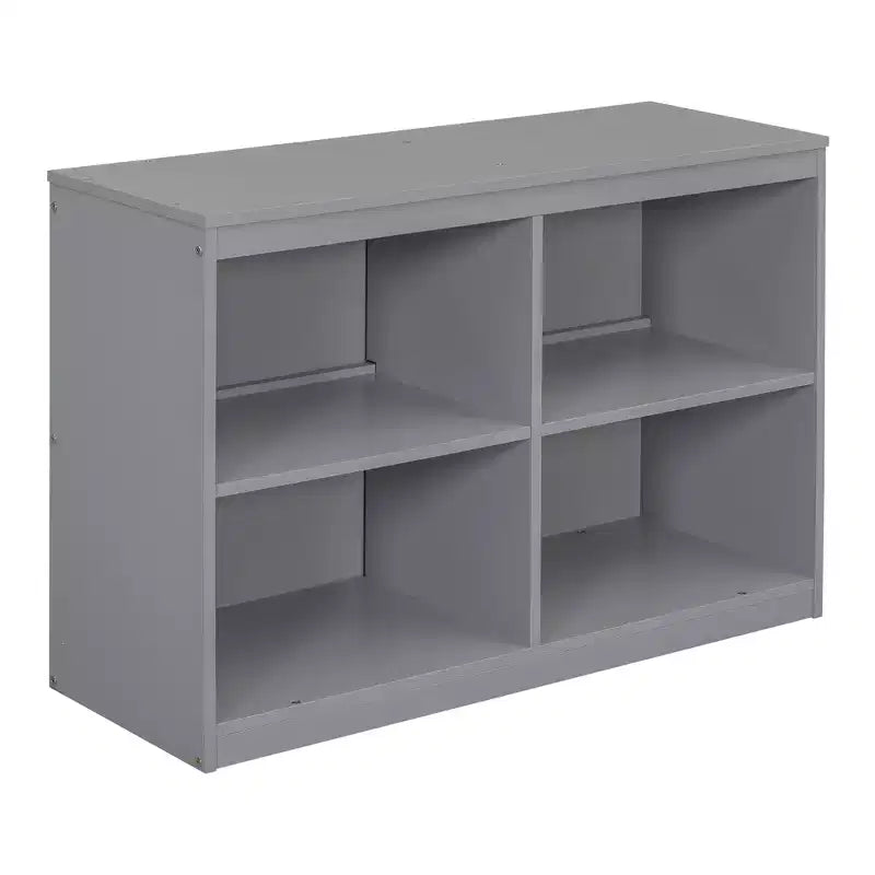 Low Loft Bed with Retractable Desk, 4 Drawers and 4 Shelves, Space-Saving Wood Bed Frame