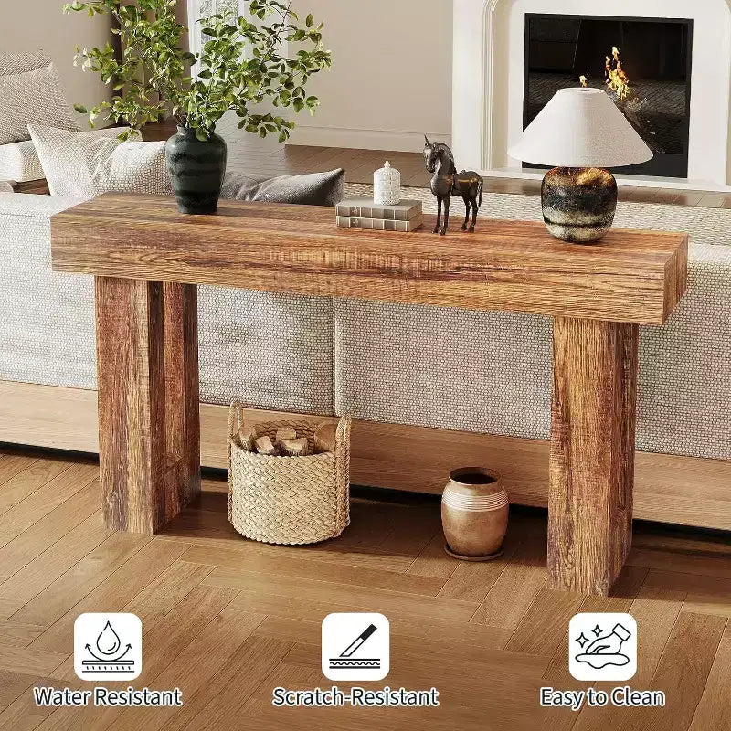 63 Long Narrow Rectangular Console Table, Farmhouse Wood Entryway Table for Hallway, Foyer & Living Room, Sofa Table Behind Couch