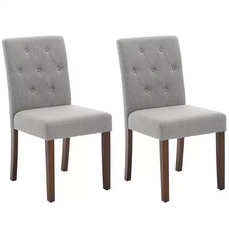 Upholstered Dining Chairs Set of 2, Modern Fabric Kitchen Side Chairs with Sturdy Wood Legs, Parsons Design, Soft Linen for Dining Room & Cafe