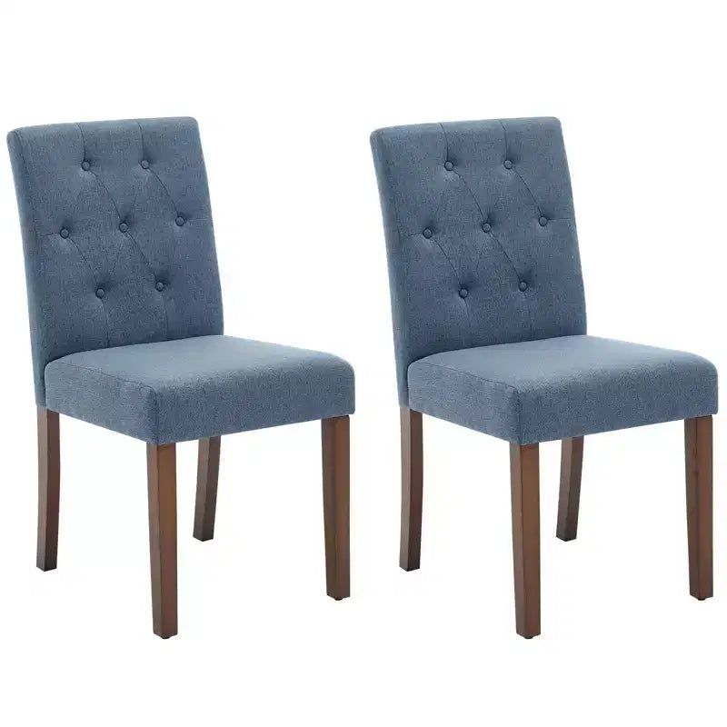 Upholstered Dining Chairs Set of 2, Modern Fabric Kitchen Side Chairs with Sturdy Wood Legs, Parsons Design, Soft Linen for Dining Room & Cafe