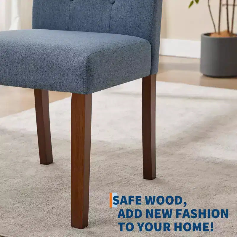 Upholstered Dining Chairs Set of 2, Modern Fabric Kitchen Side Chairs with Sturdy Wood Legs, Parsons Design, Soft Linen for Dining Room & Cafe