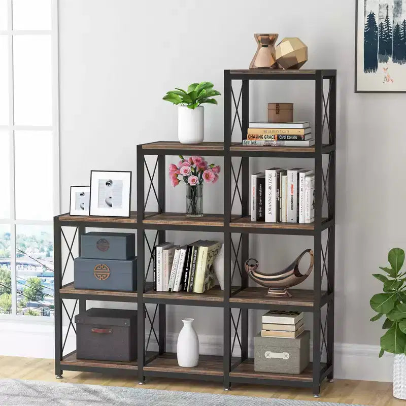 51.5" 12-Shelf Corner Bookcase for Home Office, Brown