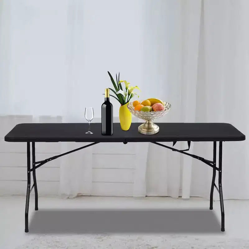 Folding Table 6 Foot Heavy Duty HDPE Plastic Indoor Outdoor Rectangular Banquet Table Steel Legs White