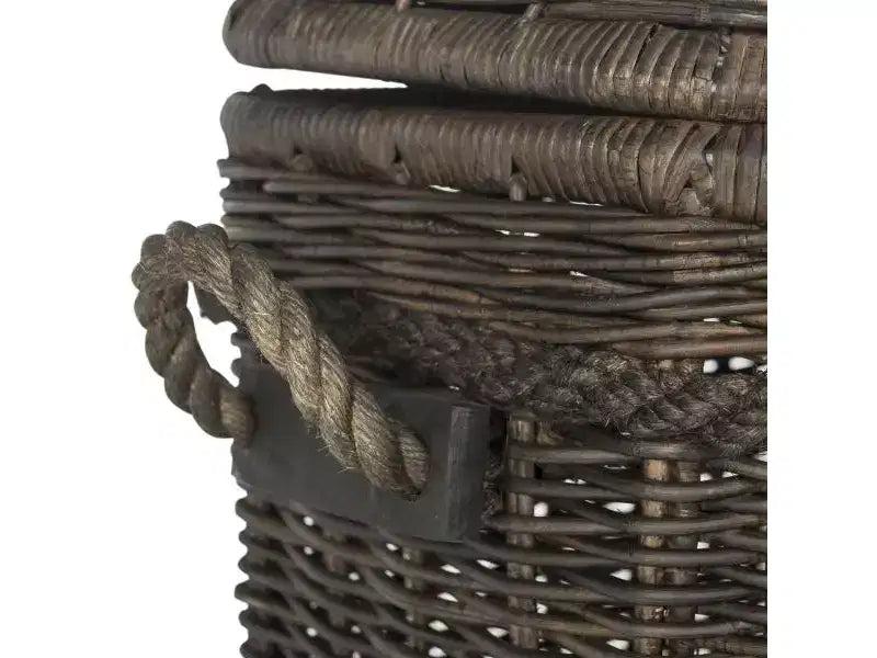 Wicker Rattan Hamper with Lid and Built-In Handles, 42-Gallon Storage