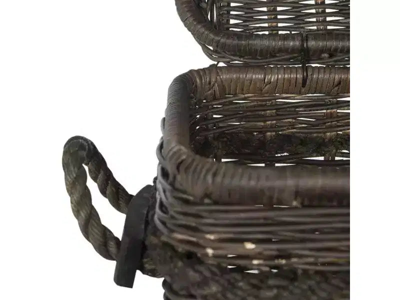 Wicker Rattan Hamper with Lid and Built-In Handles, 42-Gallon Storage