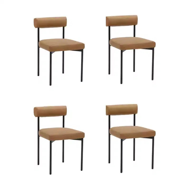 Upholstered Dining Chairs Set of 4, Modern Faux Leather Barrel Back with Metal Legs