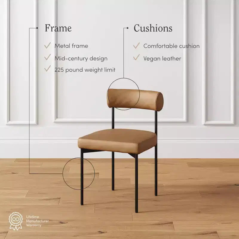 Upholstered Dining Chairs Set of 4, Modern Faux Leather Barrel Back with Metal Legs