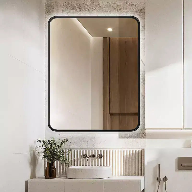 Metal Rectangle Wall Mirror, Black