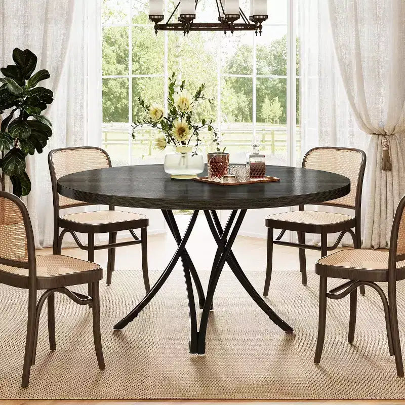 47.24" Modern Wood Round Dining Table for 4