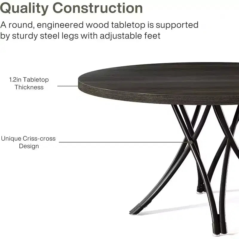 47.24" Modern Wood Round Dining Table for 4