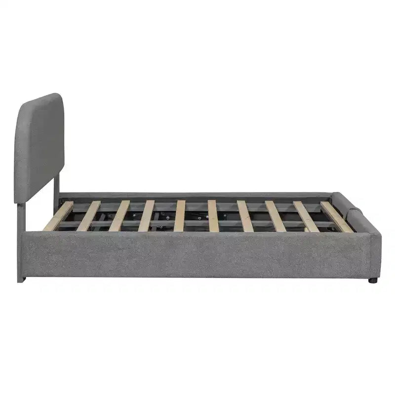 Full/Queen Size Teddy Fleece Upholstered Platform Bed with Hydraulic Storage System