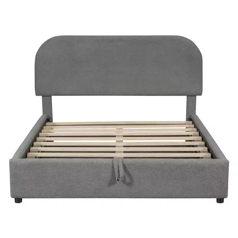 Full/Queen Size Teddy Fleece Upholstered Platform Bed with Hydraulic Storage System