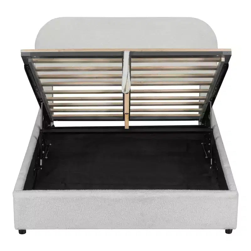 Full/Queen Size Teddy Fleece Upholstered Platform Bed with Hydraulic Storage System