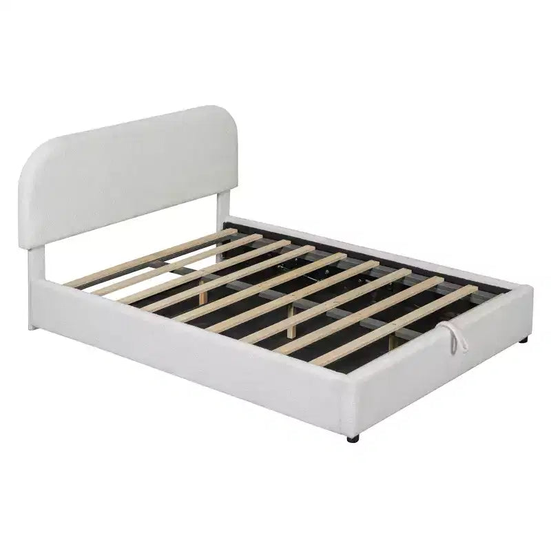Full/Queen Size Teddy Fleece Upholstered Platform Bed with Hydraulic Storage System