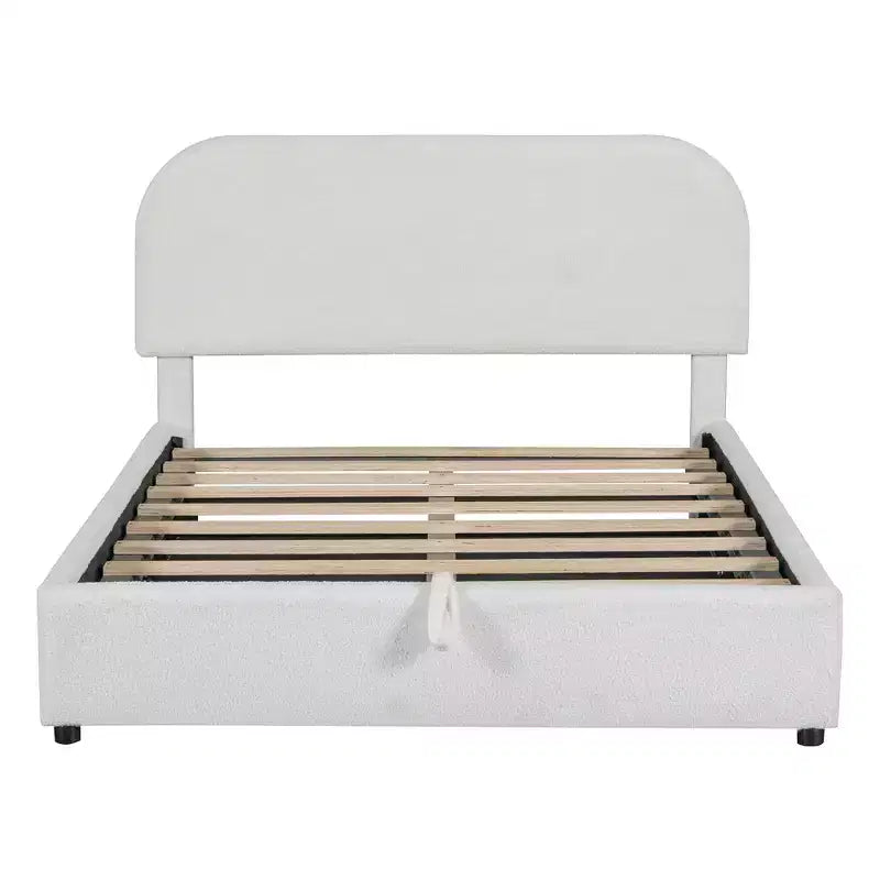 Full/Queen Size Teddy Fleece Upholstered Platform Bed with Hydraulic Storage System