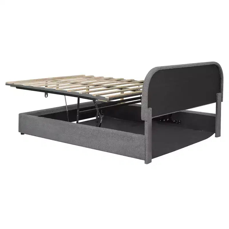 Full/Queen Size Teddy Fleece Upholstered Platform Bed with Hydraulic Storage System